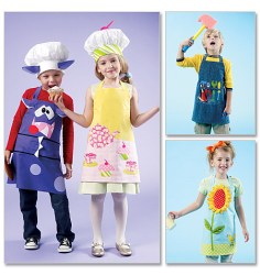 6476 MCCALLS KIDS 4 EMBELLISHED APRONS, CHEF HATS PATTERN 3-8 UNCUT